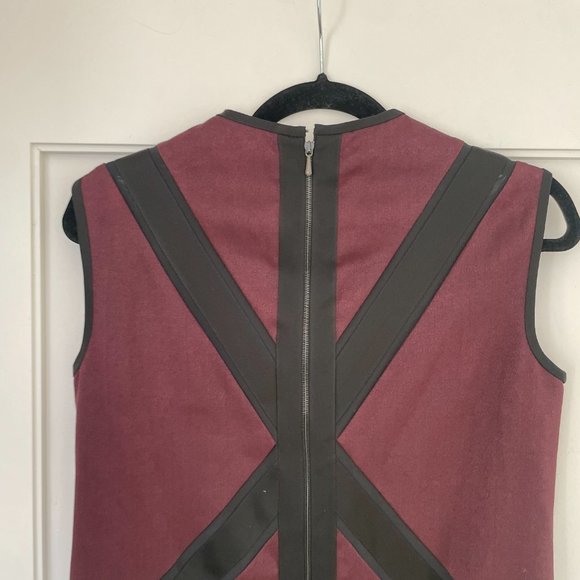 Jean Paul Gaultier JPG Sleeveless Mini Dress Maroon Wool Harness Front Sz 6 - Picture 10 of 11